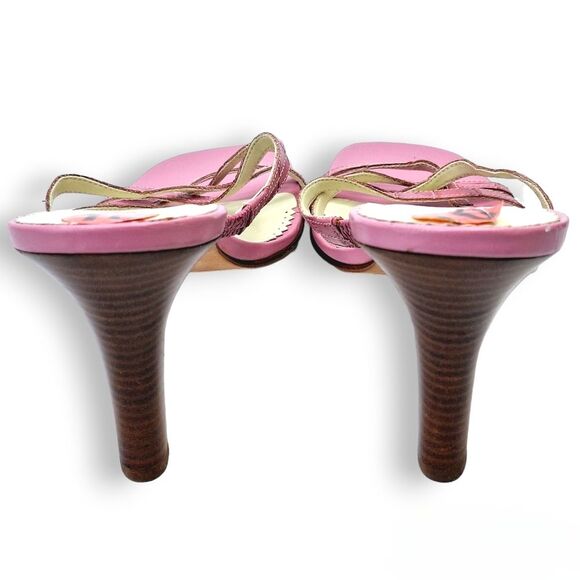 Ralph Lauren Karli Pink Fuchsia Faux Croc Strappy Leather Heels Sandals Sz 10 - Picture 4 of 8